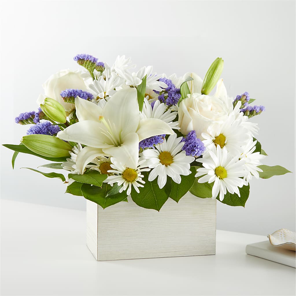 Beyond Blue Box Bouquet – GERLACHS GARDEN & FLORAL, Erie PA