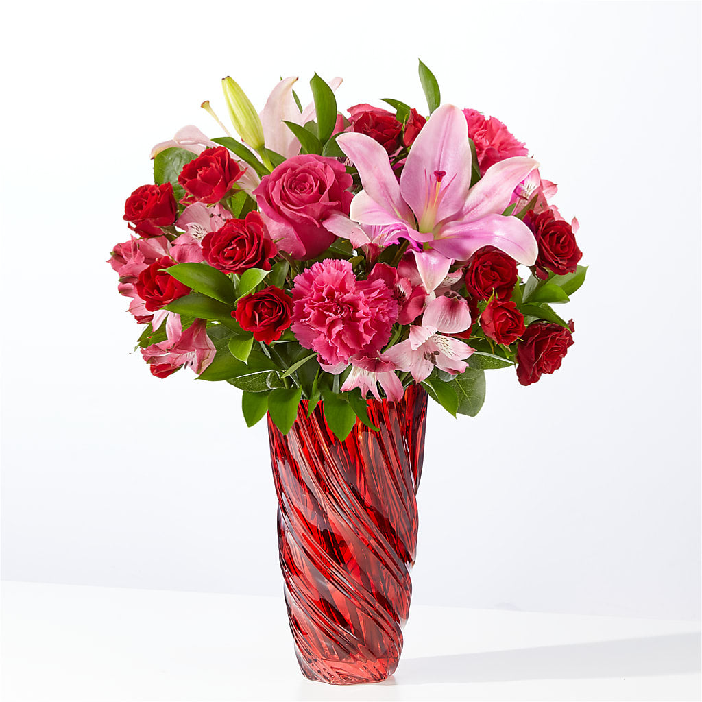 In Love Bouquet with Luxe Swirl Vase – GERLACHS GARDEN & FLORAL, Erie PA