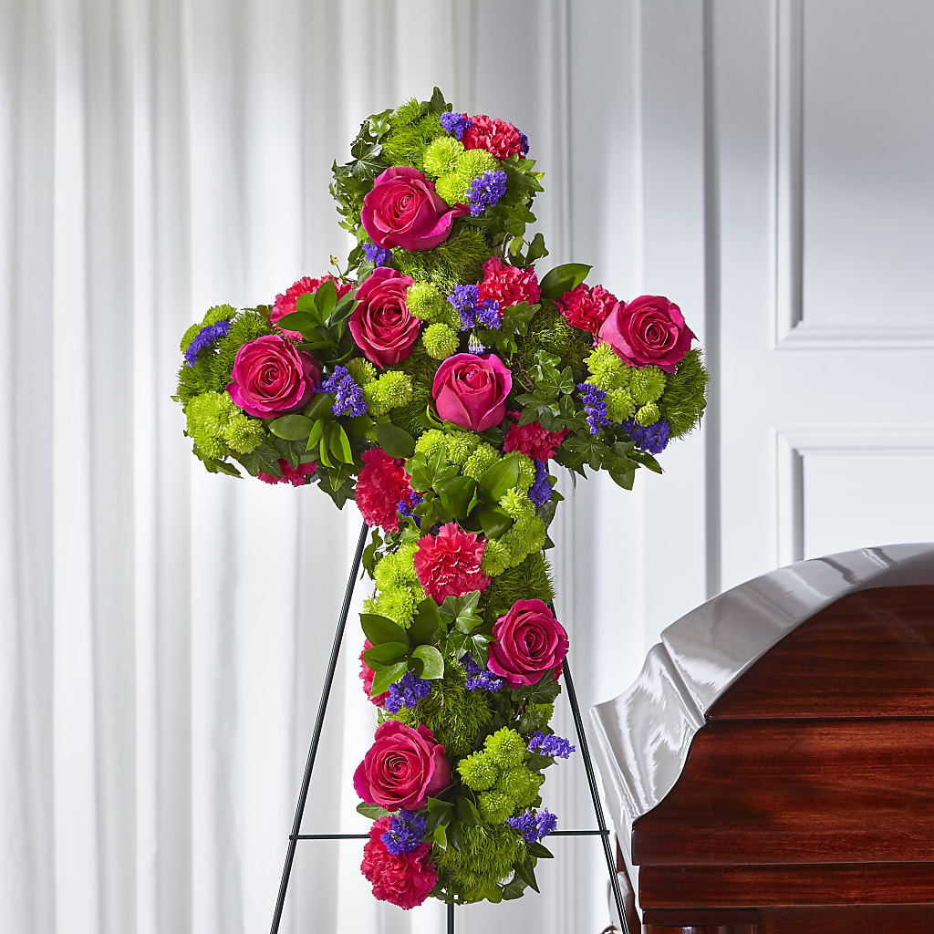 Tribute Rose Floral Cross – GERLACHS GARDEN & FLORAL, Erie PA