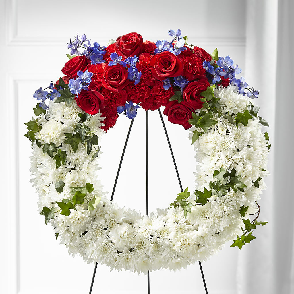 Patriotic Passion Wreath – GERLACHS GARDEN & FLORAL, Erie PA