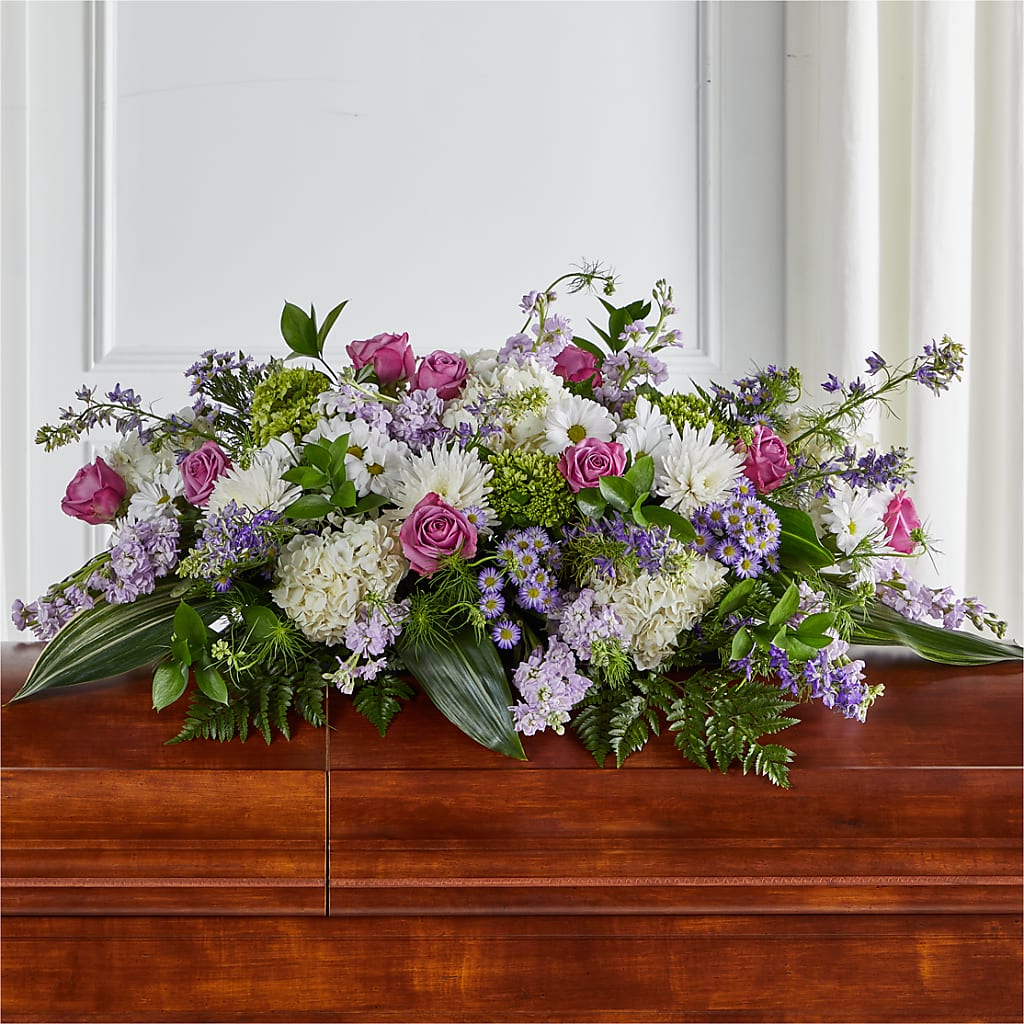 Meadows of Serenity Casket Spray – GERLACHS GARDEN & FLORAL, Erie PA