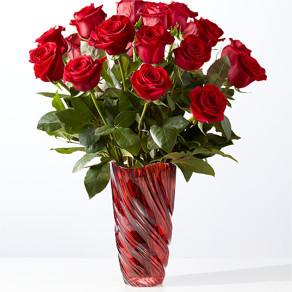 Classic Love Red Rose Bouquet with Luxe Swirl Vase – GERLACHS GARDEN & FLORAL, Erie PA