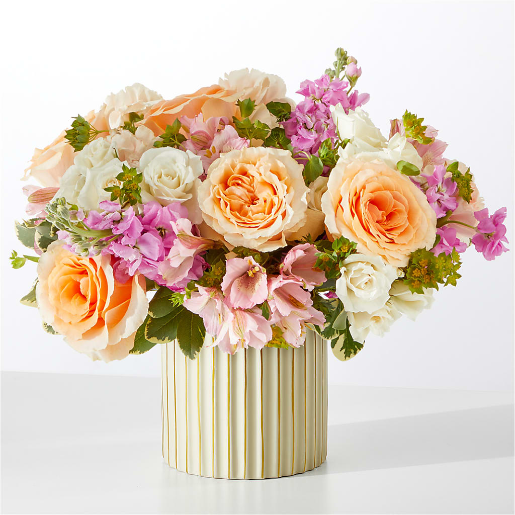 Paradise Bouquet with Ivory Vase – GERLACHS GARDEN & FLORAL, Erie PA