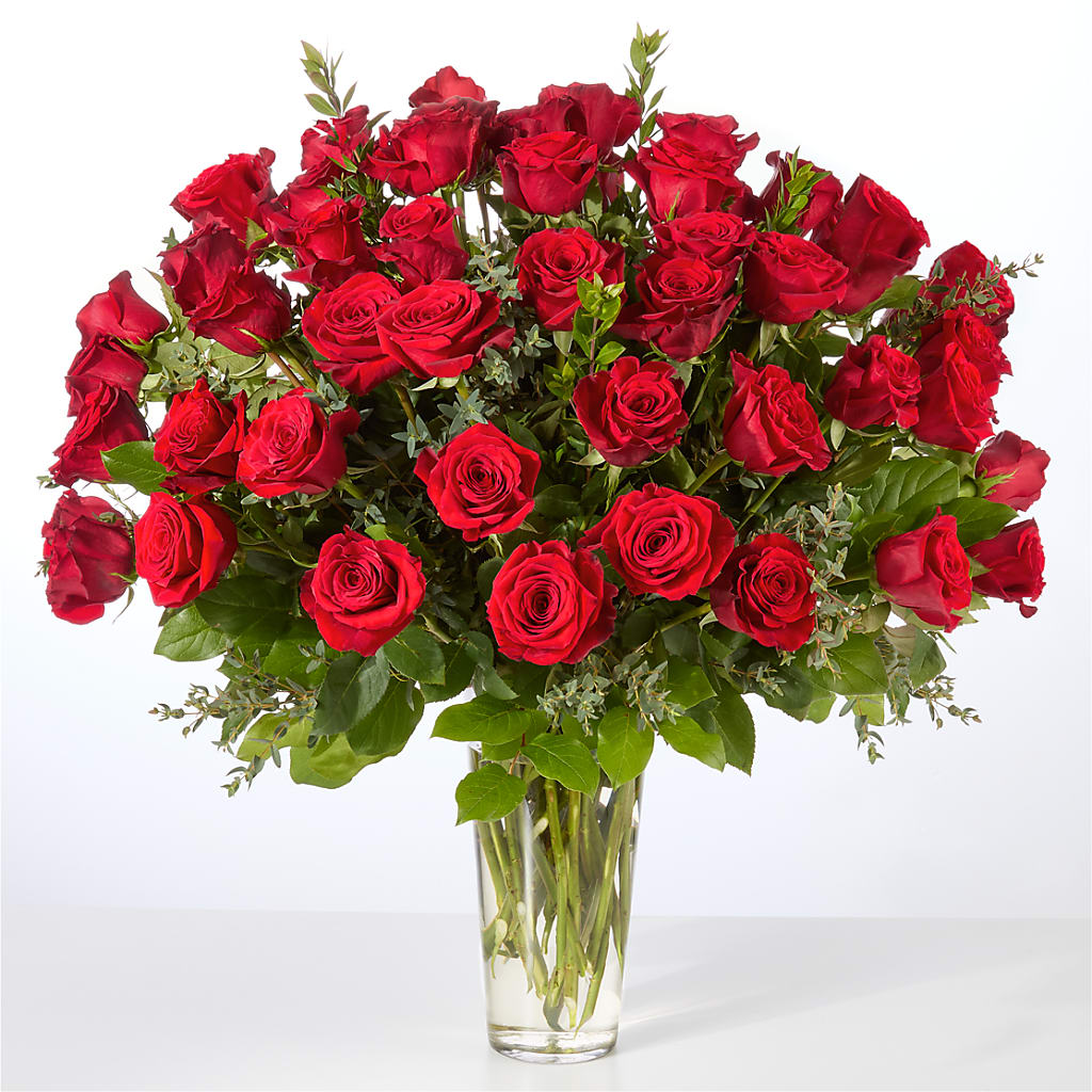 Forever Yours Fifty Stem Red Rose Bouquet – GERLACHS GARDEN & FLORAL, Erie PA