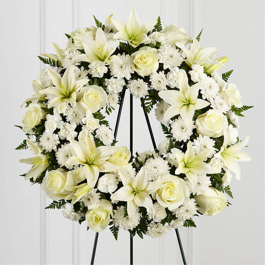 Treasured Tribute Wreath – GERLACHS GARDEN & FLORAL, Erie PA