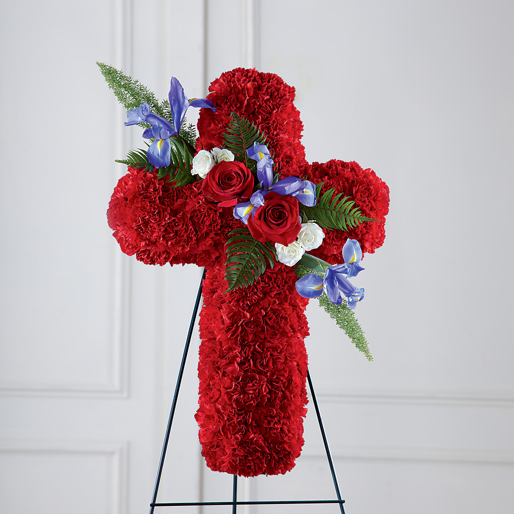 Faithful Hero Floral Cross – GERLACHS GARDEN & FLORAL, Erie PA