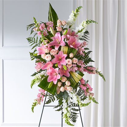 Elegant Embrace Standing Spray – GERLACHS GARDEN & FLORAL, Erie PA
