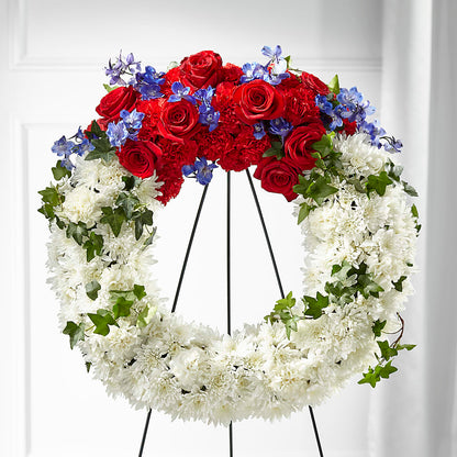 Patriotic Passion Wreath – GERLACHS GARDEN & FLORAL, Erie PA