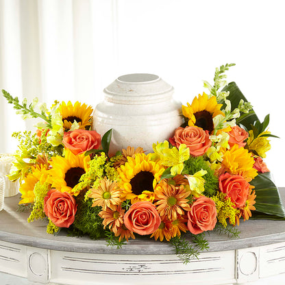 Faithful Sunflower Cremation Adornment – GERLACHS GARDEN & FLORAL, Erie PA