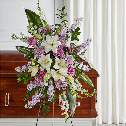 Grateful Hearts Standing Spray – GERLACHS GARDEN & FLORAL, Erie PA