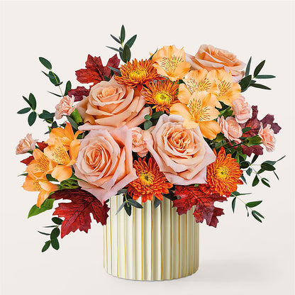Spiced Latte Bouquet with Ivory Vase – GERLACHS GARDEN & FLORAL, Erie PA