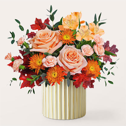 Spiced Latte Bouquet with Ivory Vase – GERLACHS GARDEN & FLORAL, Erie PA