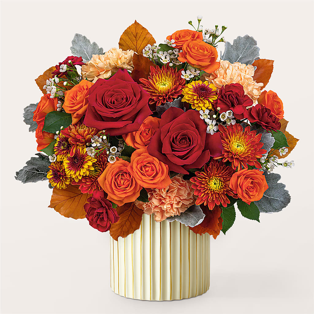 Merlot Bouquet with Ivory Vase – GERLACHS GARDEN & FLORAL, Erie PA