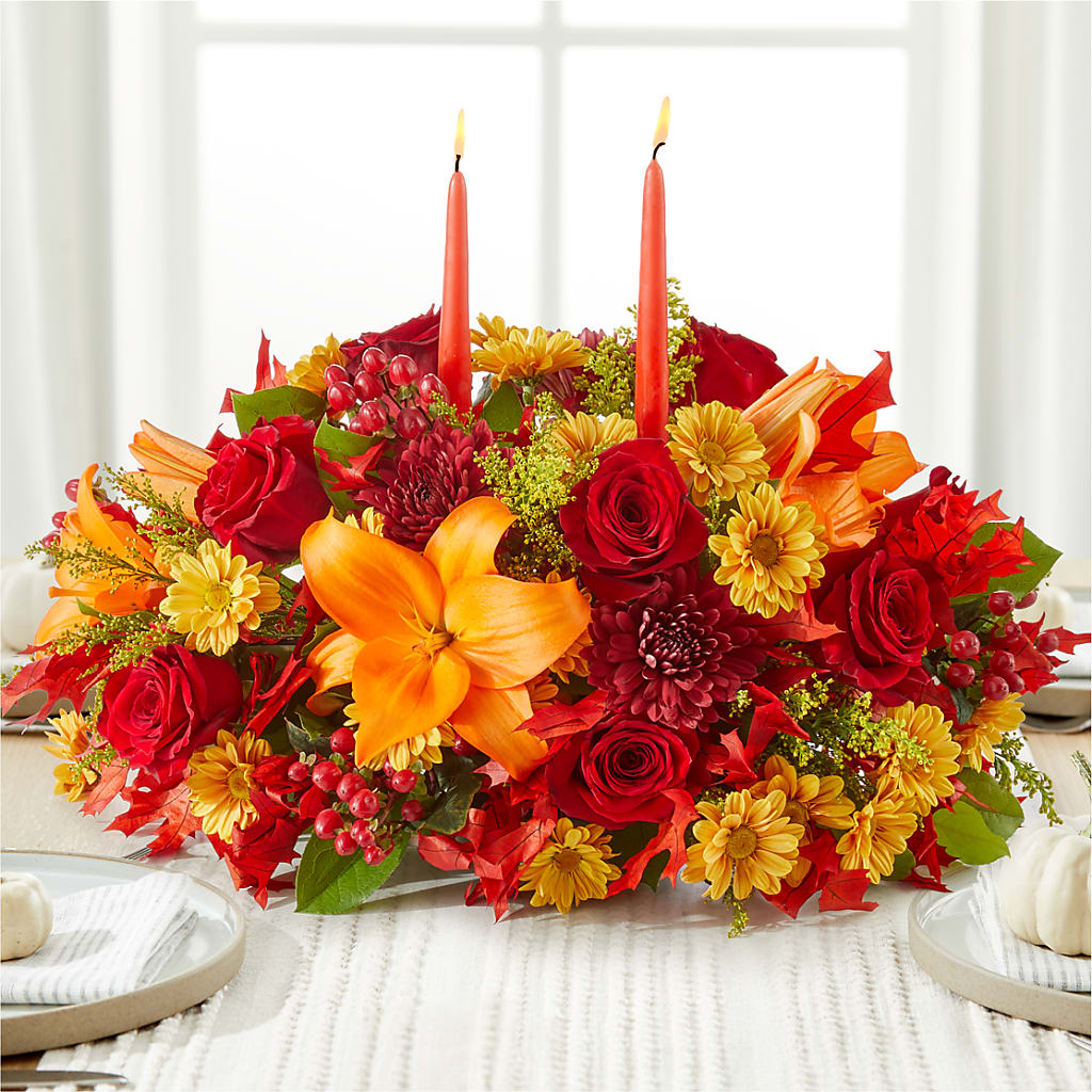 Autumn's Embrace Centerpiece – GERLACHS GARDEN & FLORAL, Erie PA