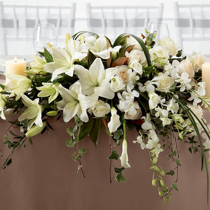 White Linen Arrangement – GERLACHS GARDEN & FLORAL, Erie PA