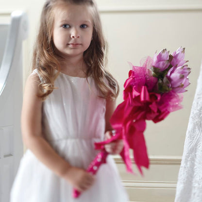 Sparkle Pink Flower Girl Bouquet – GERLACHS GARDEN & FLORAL, Erie PA